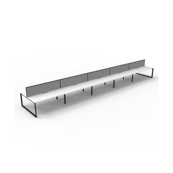 Rapidline Deluxe Infinity Back to Back 10 Person Workstation Loop Leg 1800 x 750mm with Screen Natural White / Black Satin