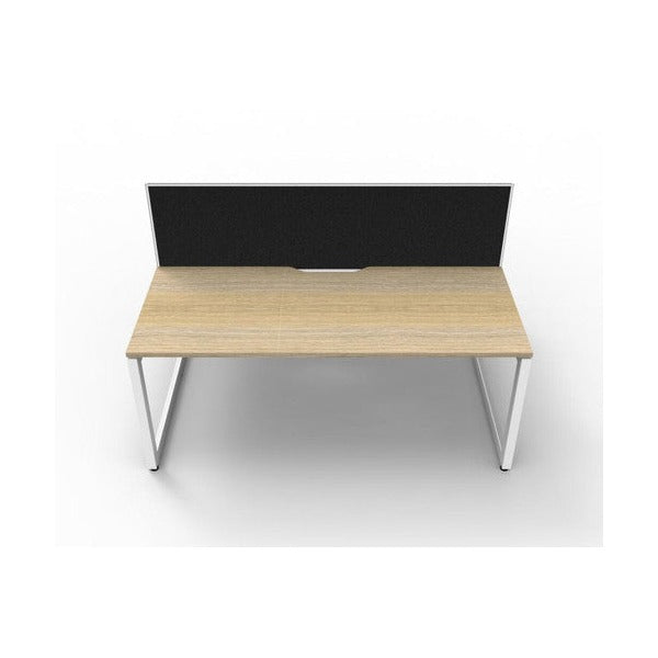 Rapidline Deluxe Infinity Back to Back 2 Person Workstation Loop Leg 1500 x 750mm with Screen Natural Oak / White Satin