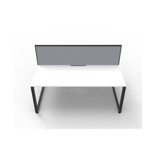 Rapidline Deluxe Infinity Back to Back 2 Person Workstation Loop Leg 1500 x 750mm with Screen Natural White / Black Satin