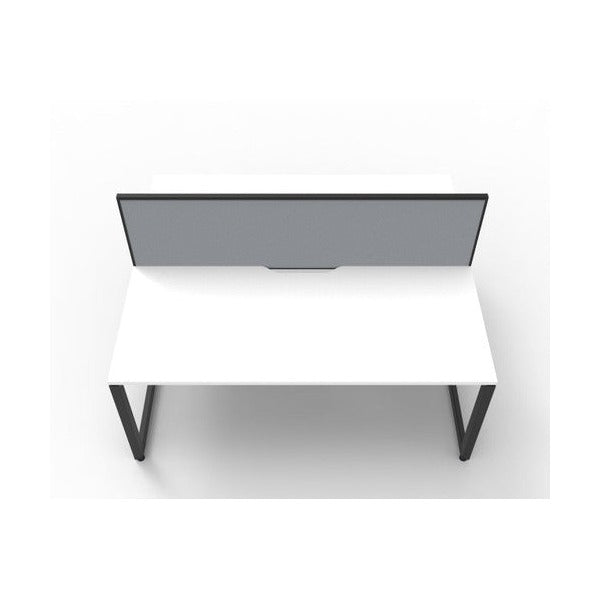 Rapidline Deluxe Infinity Back to Back 2 Person Workstation Loop Leg 1500 x 750mm with Screen Natural White / Black Satin