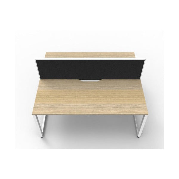 Rapidline Deluxe Infinity Back to Back 2 Person Workstation Loop Leg 1800 x 750mm with Screen Natural Oak / White Satin