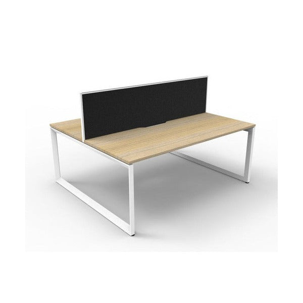 Rapidline Deluxe Infinity Back to Back 2 Person Workstation Loop Leg 1800 x 750mm with Screen Natural Oak / White Satin