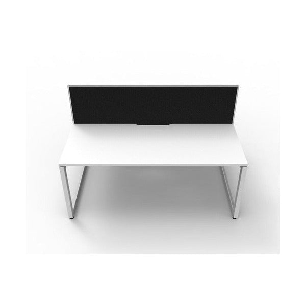 Rapidline Deluxe Infinity Back to Back 2 Person Workstation Loop Leg 1800 x 750mm with Screen Natural White / White Satin