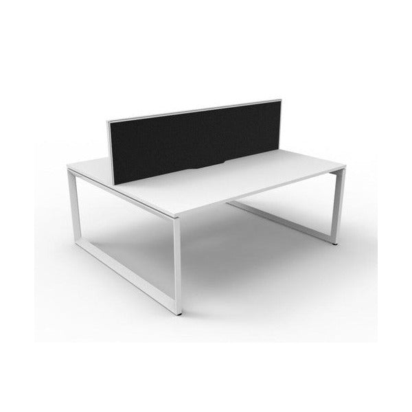 Rapidline Deluxe Infinity Back to Back 2 Person Workstation Loop Leg 1800 x 750mm with Screen Natural White / White Satin