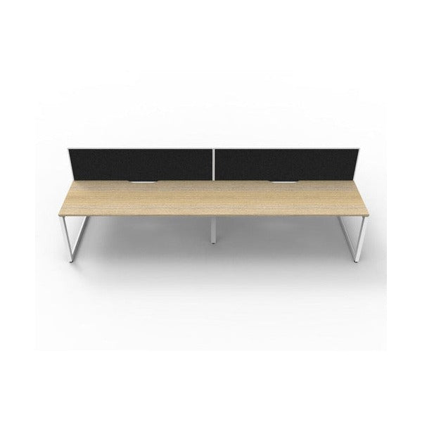 Rapidline Deluxe Infinity Back to Back 4 Person Workstation Loop Leg 1200 x 750mm with Screen Natural Oak / White Satin