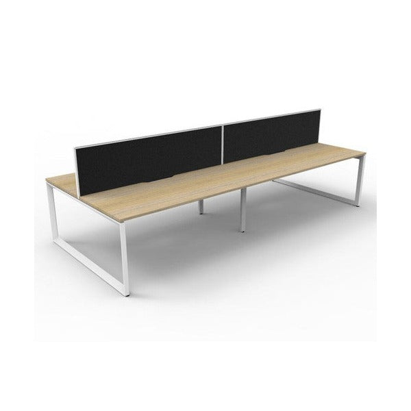 Rapidline Deluxe Infinity Back to Back 4 Person Workstation Loop Leg 1200 x 750mm with Screen Natural Oak / White Satin