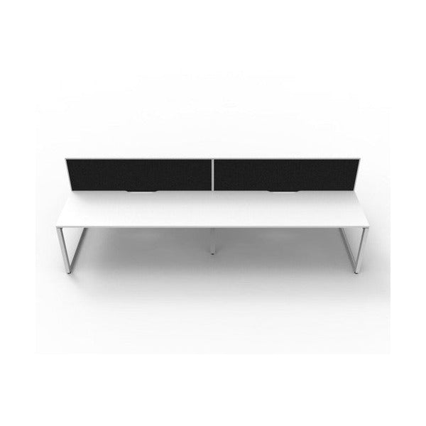 Rapidline Deluxe Infinity Back to Back 4 Person Workstation Loop Leg 1200 x 750mm with Screen Natural White / White Satin