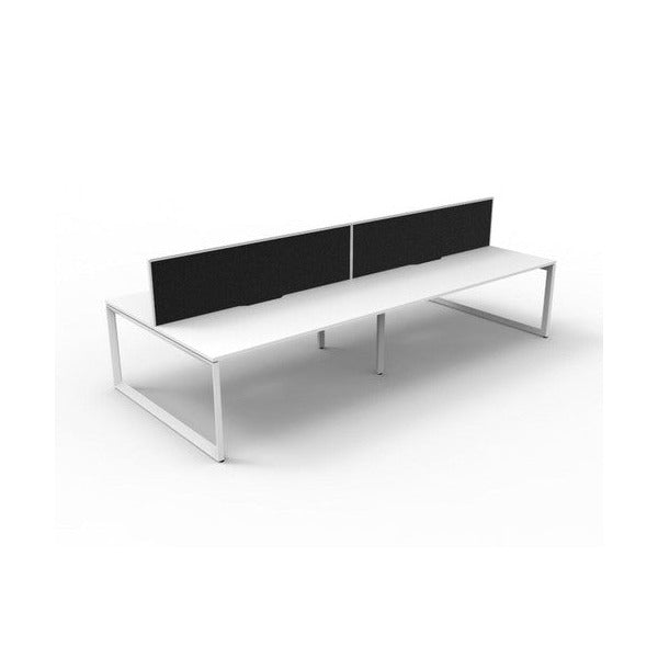 Rapidline Deluxe Infinity Back to Back 4 Person Workstation Loop Leg 1200 x 750mm with Screen Natural White / White Satin