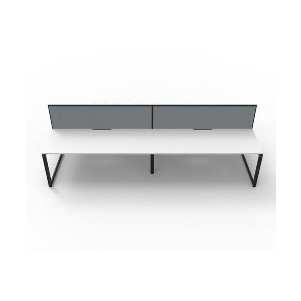 Rapidline Deluxe Infinity Back to Back 4 Person Workstation Loop Leg 1500 x 750mm with Screen Natural White / Black Satin