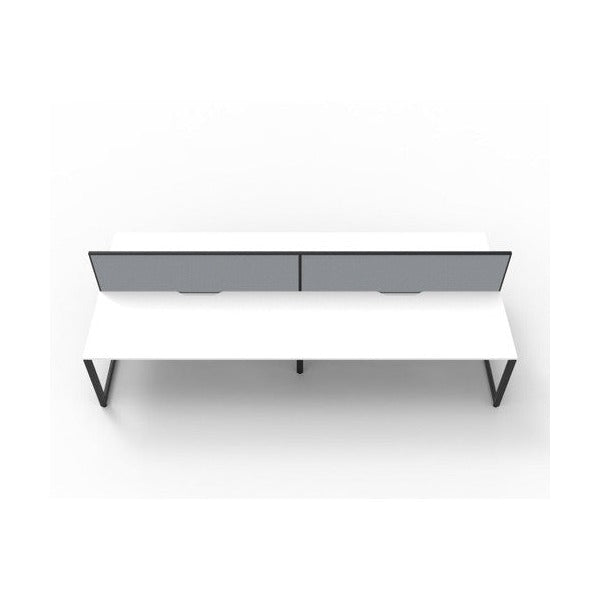 Rapidline Deluxe Infinity Back to Back 4 Person Workstation Loop Leg 1500 x 750mm with Screen Natural White / Black Satin