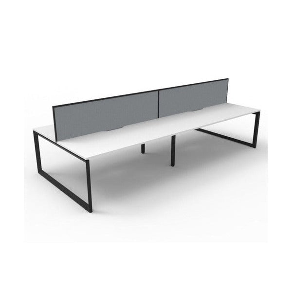Rapidline Deluxe Infinity Back to Back 4 Person Workstation Loop Leg 1500 x 750mm with Screen Natural White / Black Satin