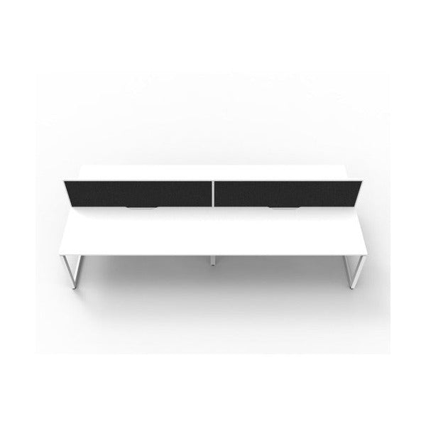 Rapidline Deluxe Infinity Back to Back 4 Person Workstation Loop Leg 1500 x 750mm with Screen Natural White / White Satin