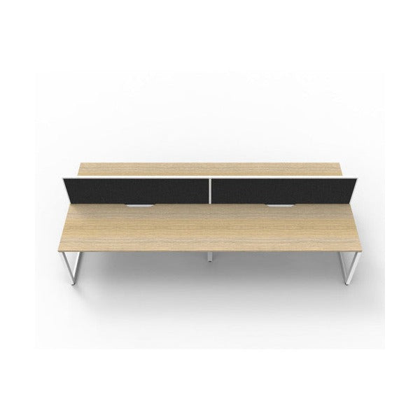 Rapidline Deluxe Infinity Back to Back 4 Person Workstation Loop Leg 1800 x 750mm with Screen Natural Oak / White Satin