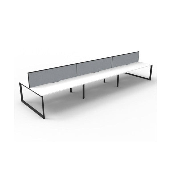 Rapidline Deluxe Infinity Back to Back 6 Person Workstation Loop Leg 1200 x 750mm with Screen Natural White / Black Satin