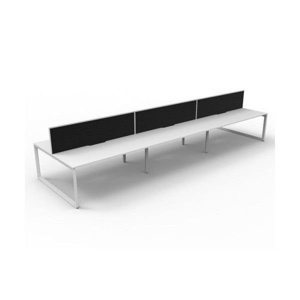 Rapidline Deluxe Infinity Back to Back 6 Person Workstation Loop Leg 1200 x 750mm with Screen Natural White / White Satin
