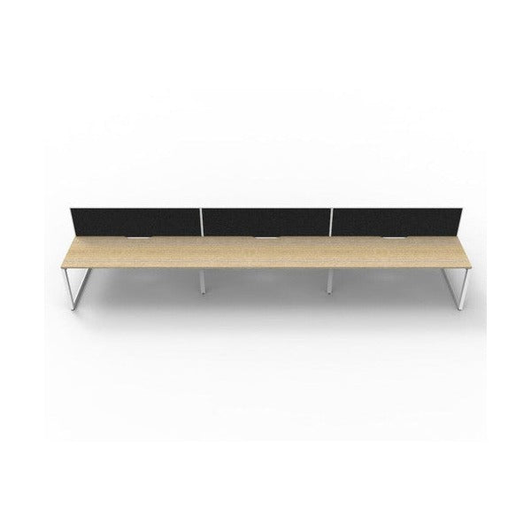 Rapidline Deluxe Infinity Back to Back 6 Person Workstation Loop Leg 1500 x 750mm with Screen Natural Oak / White Satin
