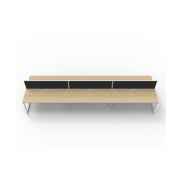 Rapidline Deluxe Infinity Back to Back 6 Person Workstation Loop Leg 1500 x 750mm with Screen Natural Oak / White Satin
