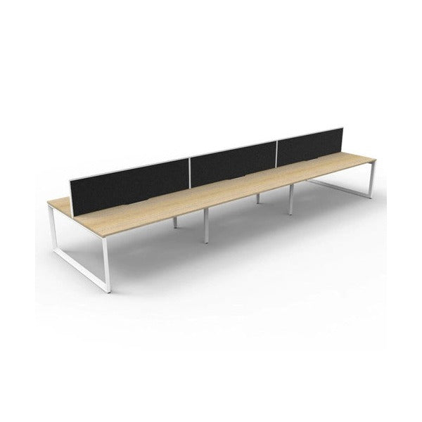 Rapidline Deluxe Infinity Back to Back 6 Person Workstation Loop Leg 1500 x 750mm with Screen Natural Oak / White Satin