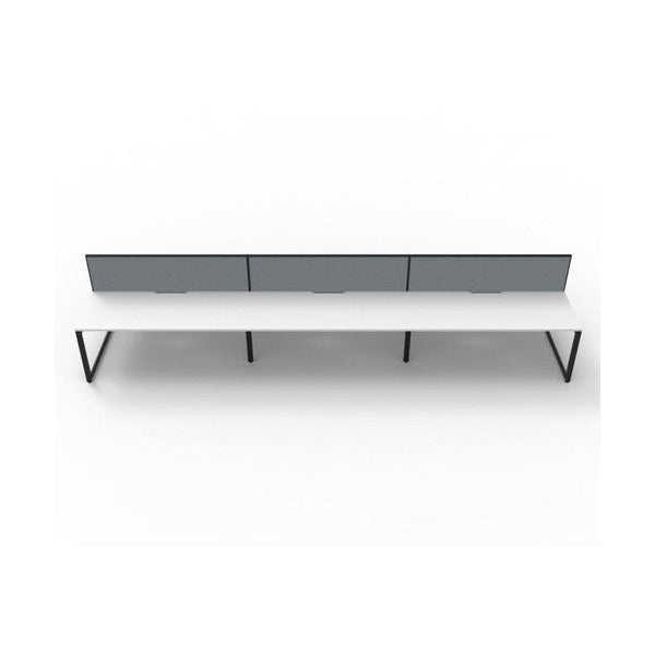 Rapidline Deluxe Infinity Back to Back 6 Person Workstation Loop Leg 1800 x 750mm with Screen Natural White / Black Satin