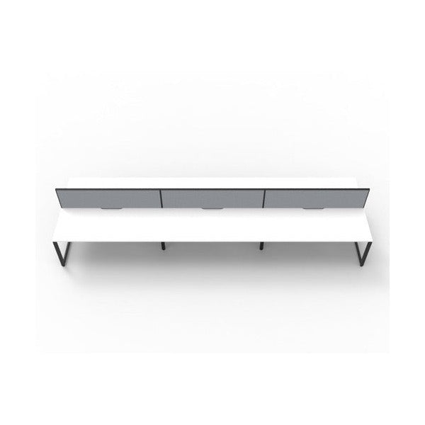 Rapidline Deluxe Infinity Back to Back 6 Person Workstation Loop Leg 1800 x 750mm with Screen Natural White / Black Satin