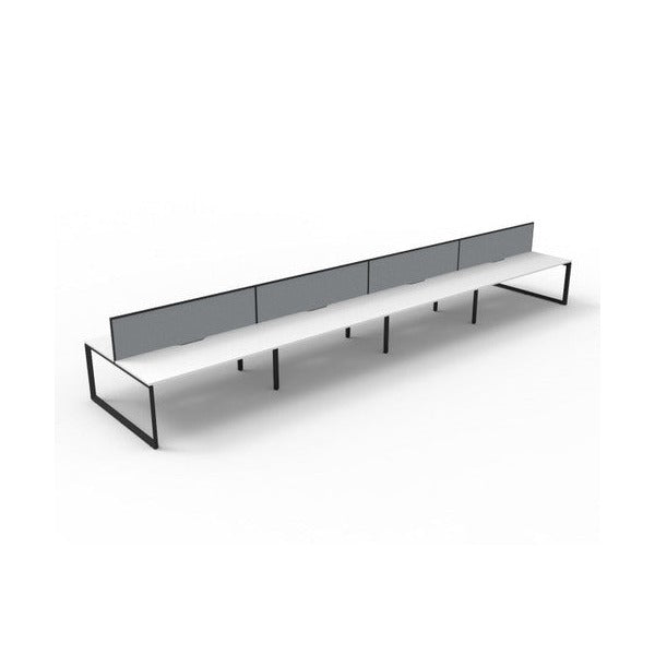Rapidline Deluxe Infinity Back to Back 8 Person Workstation Loop Leg 1200 x 750mm with Screen Natural White / Black Satin