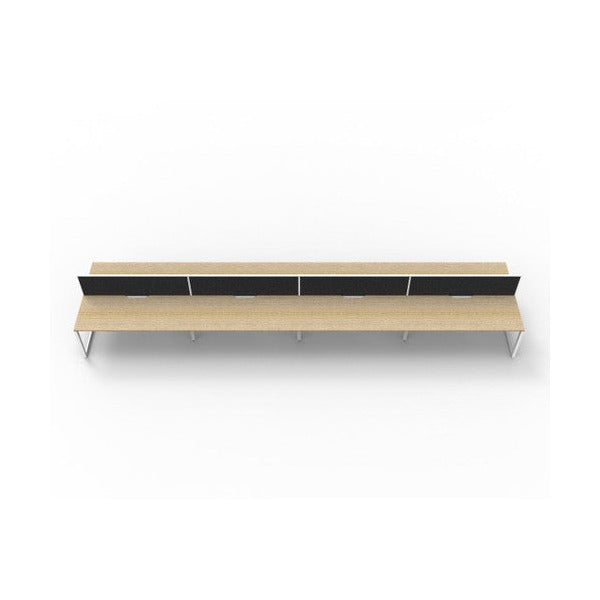 Rapidline Deluxe Infinity Back to Back 8 Person Workstation Loop Leg 1800 x 750mm with Screen Natural Oak / White Satin