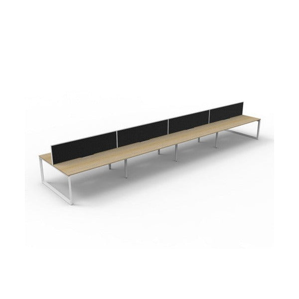 Rapidline Deluxe Infinity Back to Back 8 Person Workstation Loop Leg 1800 x 750mm with Screen Natural Oak / White Satin