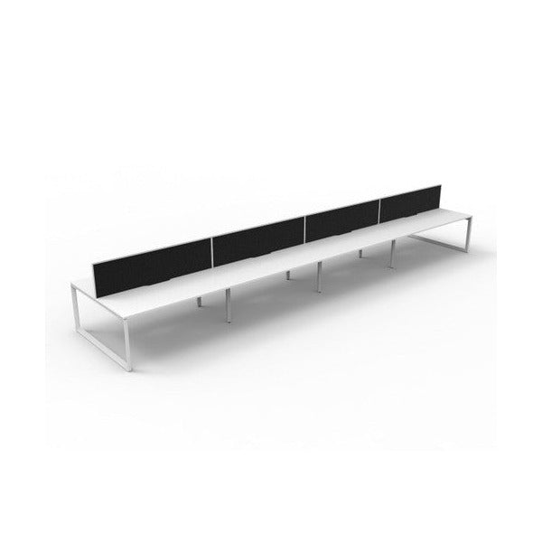 Rapidline Deluxe Infinity Back to Back 8 Person Workstation Loop Leg 1800 x 750mm with Screen Natural White / White Satin