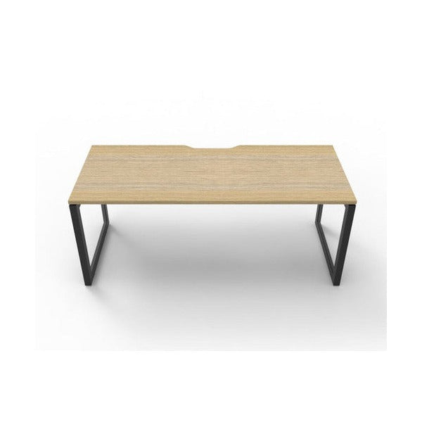 Rapidline Deluxe Infinity Single Sided Workstation Loop Leg 1500 x 750mm Natural Oak / Black Satin