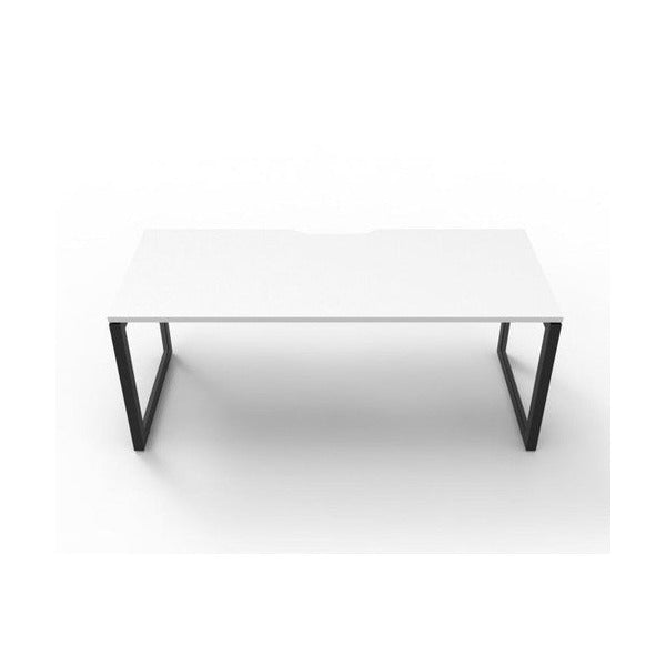 Rapidline Deluxe Infinity Single Sided Workstation Loop Leg 1500 x 750mm Natural White / Black Satin
