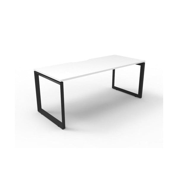 Rapidline Deluxe Infinity Single Sided Workstation Loop Leg 1500 x 750mm Natural White / Black Satin