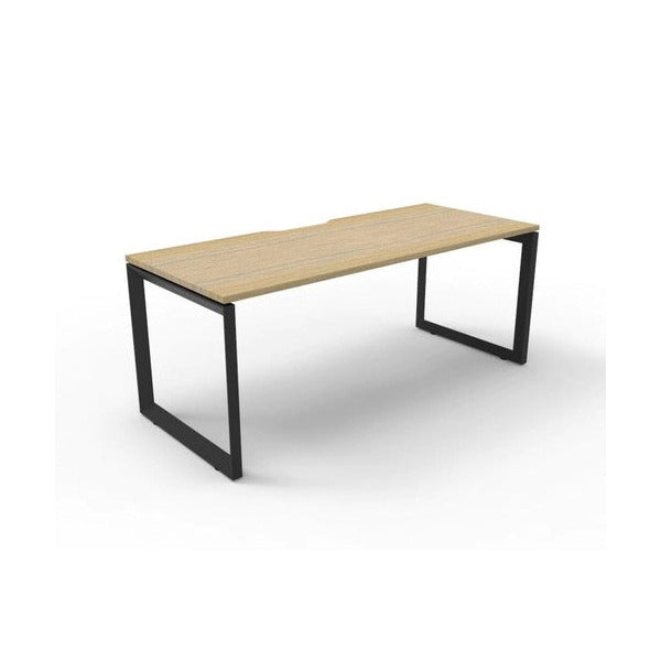 Rapidline Deluxe Infinity Single Sided Workstation Loop Leg 1800 x 750mm Natural Oak / Black Satin