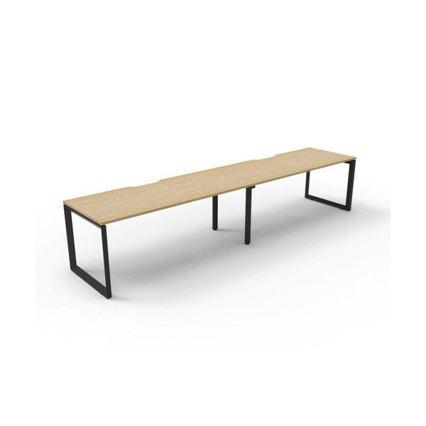 Rapidline Deluxe Infinity Single Sided 2 Person Workstation Loop Leg 1200 x 750mm Natural Oak / Black Satin