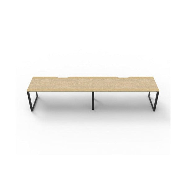 Rapidline Deluxe Infinity Single Sided 2 Person Workstation Loop Leg 1500 x 750mm Natural Oak / Black Satin