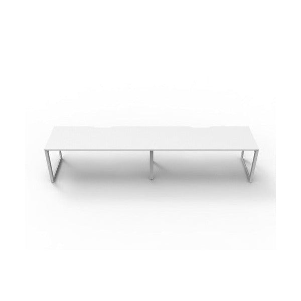 Rapidline Deluxe Infinity Single Sided 2 Person Workstation Loop Leg 1500 x 750mm Natural White / White Satin