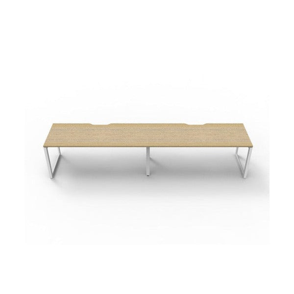 Rapidline Deluxe Infinity Single Sided 2 Person Workstation Loop Leg 1800 x 750mm Natural Oak / White Satin