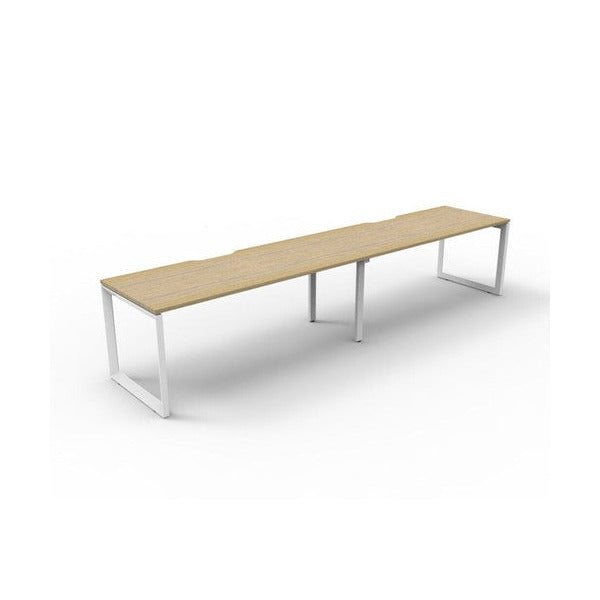 Rapidline Deluxe Infinity Single Sided 2 Person Workstation Loop Leg 1800 x 750mm Natural Oak / White Satin