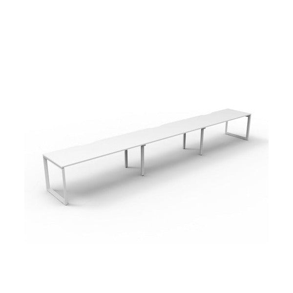 Rapidline Deluxe Infinity Single Sided 3 Person Workstation Loop Leg 1200 x 750mm Natural White / White Satin