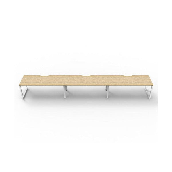 Rapidline Deluxe Infinity Single Sided 3 Person Workstation Loop Leg 1800 x 750mm Natural Oak / White Satin