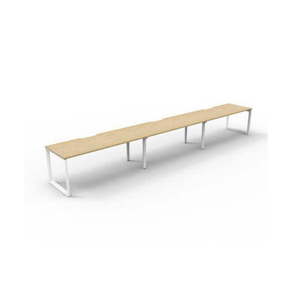 Rapidline Deluxe Infinity Single Sided 3 Person Workstation Loop Leg 1500 x 750mm Natural Oak / White Satin