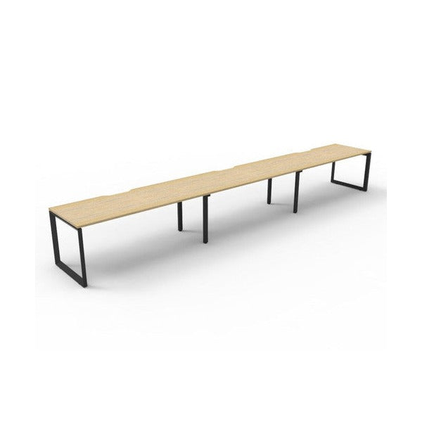 Rapidline Deluxe Infinity Single Sided 3 Person Workstation Loop Leg 1800 x 750mm Natural Oak / Black Satin