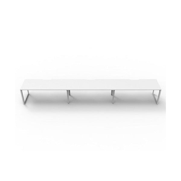 Rapidline Deluxe Infinity Single Sided 3 Person Workstation Loop Leg 1800 x 750mm Natural White / White Satin