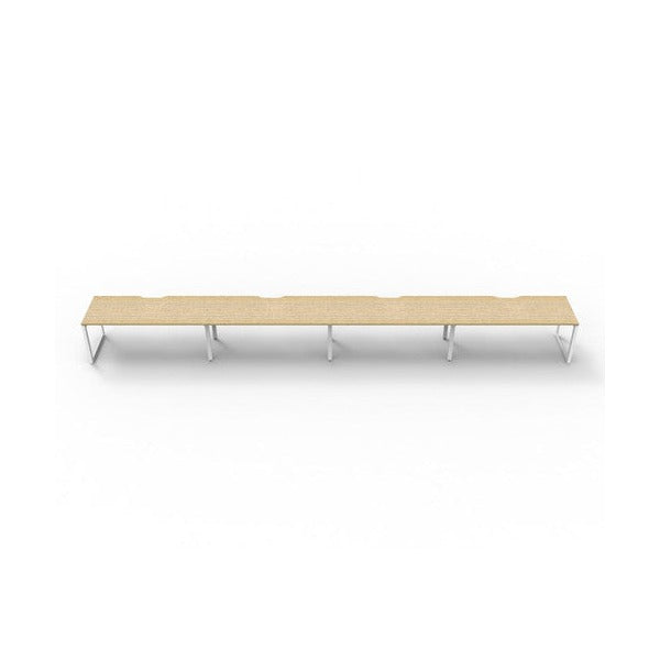 Rapidline Deluxe Infinity Single Sided 4 Person Workstation Loop Leg 1200 x 750mm Natural Oak / White Satin