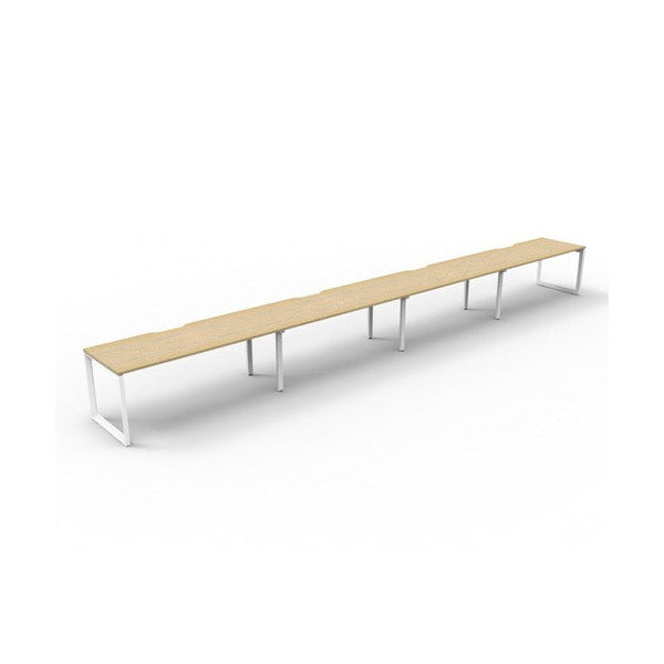 Rapidline Deluxe Infinity Single Sided 4 Person Workstation Loop Leg 1200 x 750mm Natural Oak / White Satin