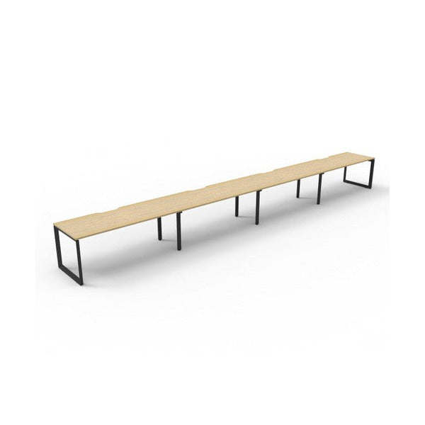 Rapidline Deluxe Infinity Single Sided 4 Person Workstation Loop Leg 1500 x 750mm Natural Oak / Black Satin