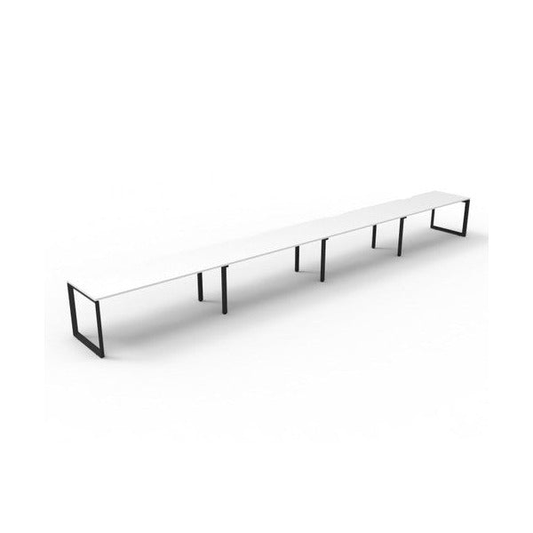 Rapidline Deluxe Infinity Single Sided 4 Person Workstation Loop Leg 1500 x 750mm Natural White / Black Satin