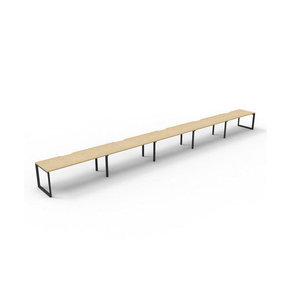 Rapidline Deluxe Infinity Single Sided 5 Person Workstation Loop Leg 1200 x 750mm Natural Oak / Black Satin