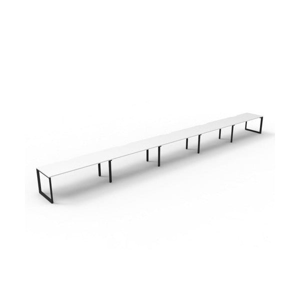 Rapidline Deluxe Infinity Single Sided 5 Person Workstation Loop Leg 1200 x 750mm Natural White / Black Satin