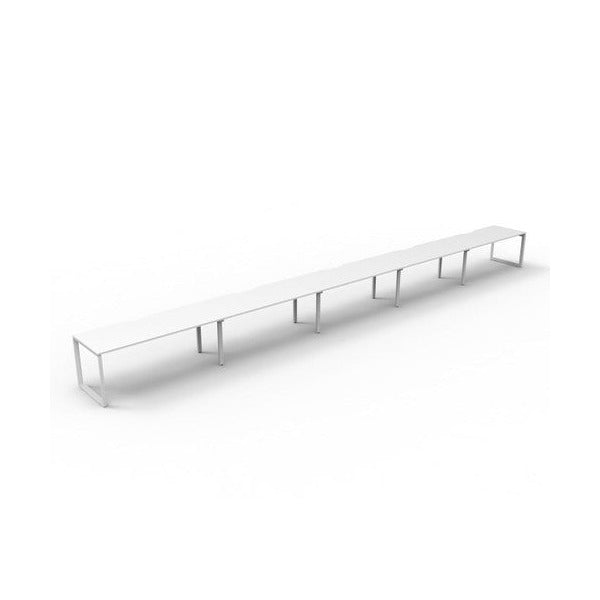 Rapidline Deluxe Infinity Single Sided 5 Person Workstation Loop Leg 1800 x 750mm Natural White / White Satin