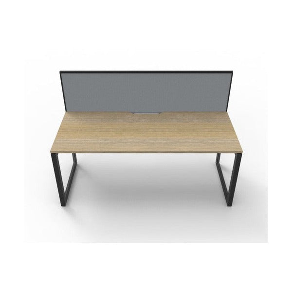 Rapidline Deluxe Infinity Single Sided Workstation Loop Leg 1500 x 750mm with Screen Natural Oak / Black Satin